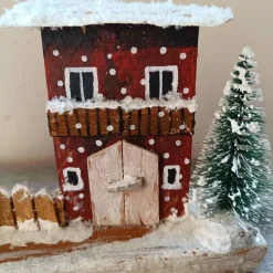 Deko-Holz-Winterhäuser, handbemalt