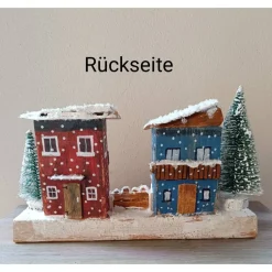 Deko-Holz-Winterhäuser, handbemalt