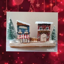 Deko-Holz-Winterhäuser, handbemalt