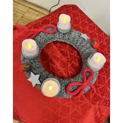 Dekokranz Wollkranz Adventskranz Tischschmuck TürKranz  gestrickt 25cm grau Sofortkauf