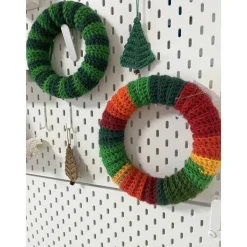 Dekokranz Wollkranz Adventskranz Tischschmuck TürKranz  gestrickt 25cm rot grün gelb Sofortkauf