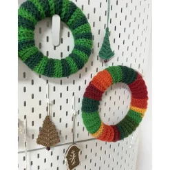 Dekokranz Wollkranz Adventskranz Tischschmuck TürKranz  gestrickt 25cm rot grün gelb Sofortkauf