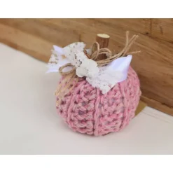 Dekokürbis gehäkelt Wohndekoration Herbstdeko Tischdeko rosa