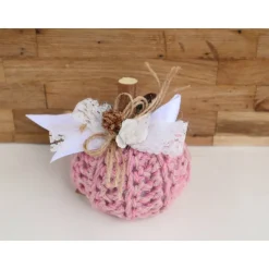 Dekokürbis gehäkelt Wohndekoration Herbstdeko Tischdeko rosa