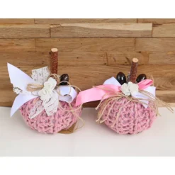 Dekokürbis gehäkelt Wohndekoration Herbstdeko Tischdeko rosa