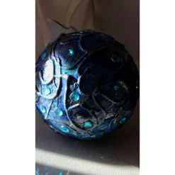 Dekokugel BLAUTÜRKIS abstrakte Acrylmalerei auf einer Styroporkugel Fensterdeko Hängedeko Weihnachtskugel Deko