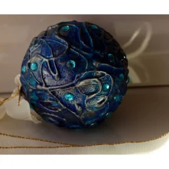 Dekokugel BLAUTÜRKIS abstrakte Acrylmalerei auf einer Styroporkugel Fensterdeko Hängedeko Weihnachtskugel Deko