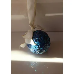 Dekokugel BLAUTÜRKIS abstrakte Acrylmalerei auf einer Styroporkugel Fensterdeko Hängedeko Weihnachtskugel Deko