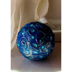 Dekokugel BLAUTÜRKIS abstrakte Acrylmalerei auf einer Styroporkugel Fensterdeko Hängedeko Weihnachtskugel Deko