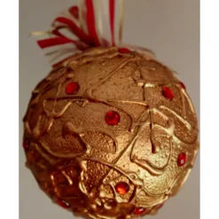 Dekokugel GOLDZAUBER abstrakte Acrylmalerei auf einer Styroporkugel Fensterdeko Hängedeko Weihnachtskugel Deko