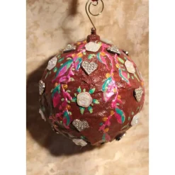 Dekokugel HERZEN & ROSEN Acrylmalerei Collage auf einer Kunststoffkugel Hängedeko Kugeldeko Wohndeko Muttertagsgeschenk