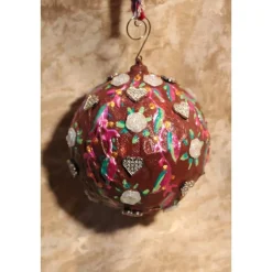 Dekokugel HERZEN & ROSEN Acrylmalerei Collage auf einer Kunststoffkugel Hängedeko Kugeldeko Wohndeko Muttertagsgeschenk