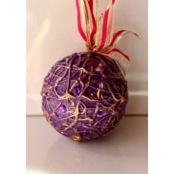 Dekokugel LILA UND KUPFER abstrakte Acrylmalerei auf einer Styroporkugel Fensterdeko Hängedeko Weihnachtskugel Deko