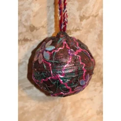 Dekokugel SCHILLERNDE BLÜTEN Acrylmalerei Collage auf Kunststoffkugel Hängedeko Kugeldeko Wohndeko Muttertagsgeschenk