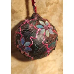 Dekokugel SCHILLERNDE BLÜTEN Acrylmalerei Collage auf Kunststoffkugel Hängedeko Kugeldeko Wohndeko Muttertagsgeschenk