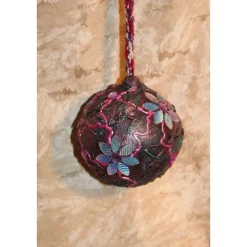 Dekokugel SCHILLERNDE BLÜTEN Acrylmalerei Collage auf Kunststoffkugel Hängedeko Kugeldeko Wohndeko Muttertagsgeschenk