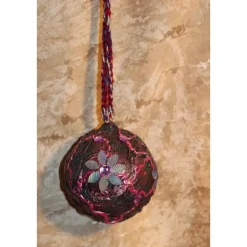 Dekokugel SCHILLERNDE BLÜTEN Acrylmalerei Collage auf Kunststoffkugel Hängedeko Kugeldeko Wohndeko Muttertagsgeschenk