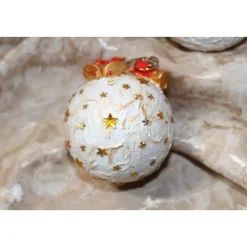 Dekokugeln 2er Set BÄUMCHEN + GLOCKEN Acrylmalerei Collage auf einer Kunststoffkugel weihnachtliche Hängedeko