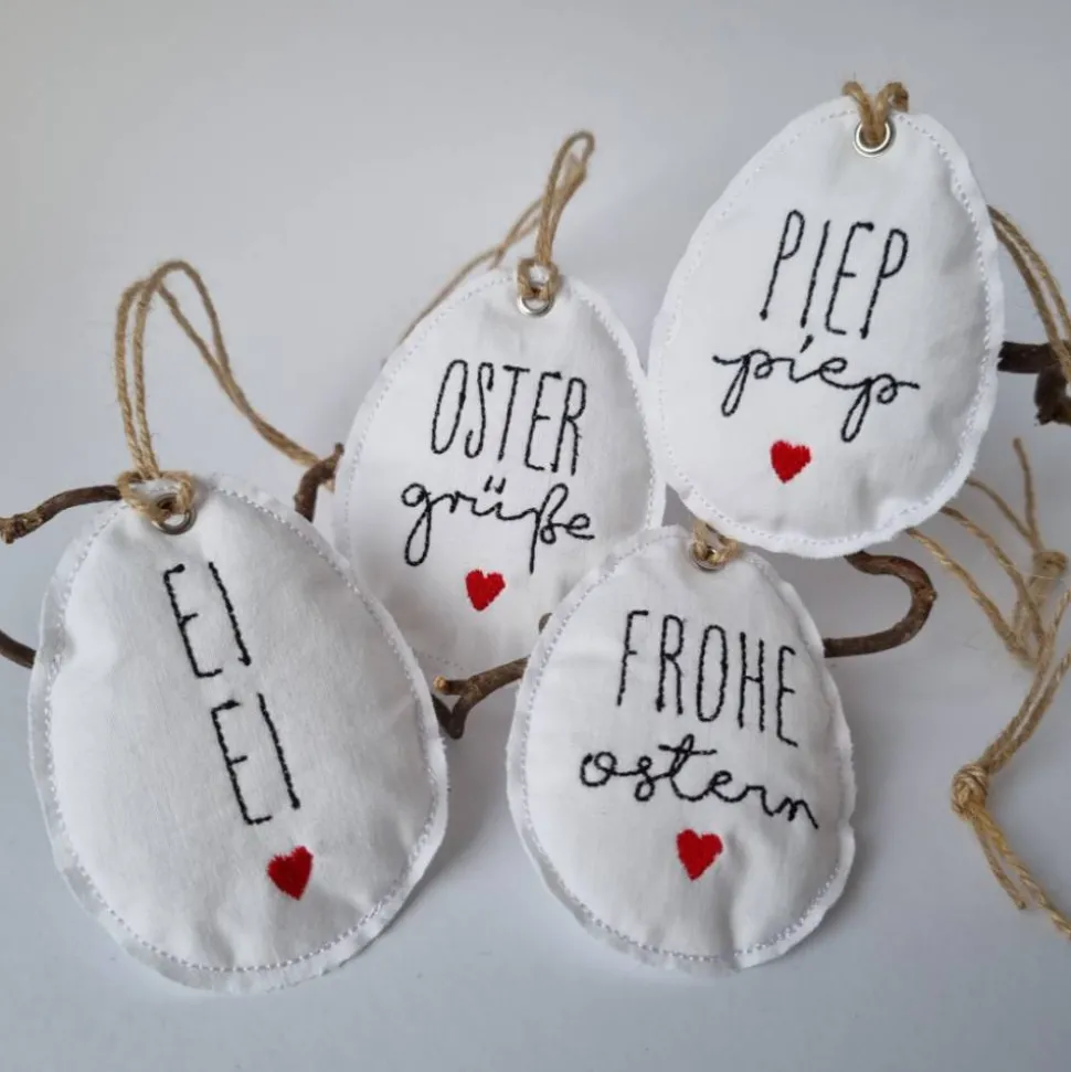 Deko-Osterei aus Vintage-Baumwollstoff "PIEP piep" - von he-ART by helen hesse