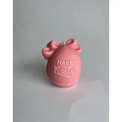 Dekorative Happy Easter Kerze mit Schleife, handgegossen in Frühlingsfarben für deine Osterdeko