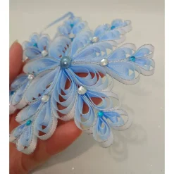 Dekorative Schneeflocke aus Ripsband – Weihnachtsdeko, Weihnachtsstern