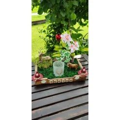 Dekoratives Tablett im Landhausstil "Servus " m. Teelicht 25x30cm