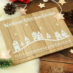 Deko-Schild aus Holz mit Häusern Weihnachtscountdown | Natürliche Adventskalender Alternative | Holzschild Advent