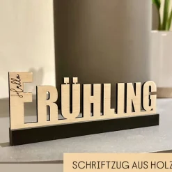 Deko-Schriftzug "Hallo Frühling" 15 cm, Frühlingsdekoration, Holz I PLA