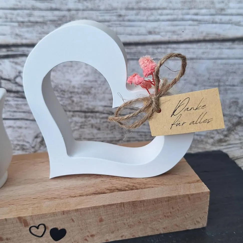 Deko-Set "Zum Muttertag" ~ Kerzenhalter mit Stabkerze ~ Geschenkset Mama ~ Herz