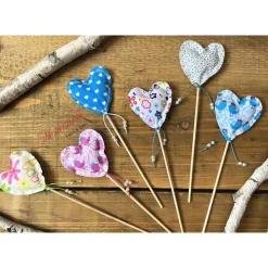 Dekostecker Stoffherz Herzstecker bunt handgemacht