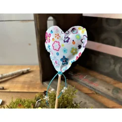 Dekostecker Stoffherz Herzstecker bunt handgemacht