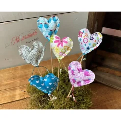 Dekostecker Stoffherz Herzstecker bunt handgemacht