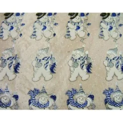 Deko-Stoff Schneemann blau-silber