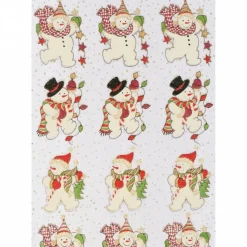 Deko-Stoff Schneemann creme-rot
