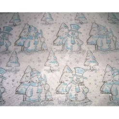 Deko-Stoff Schneemann silber-blau