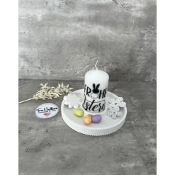 Dekoteller, Raysin, Frohe Ostern, Osterzeit, Frühling, Osterhase, Ostereier, Kerze, Osterkerze, Dekodiere