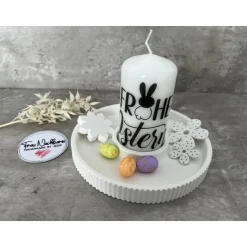 Dekoteller, Raysin, Frohe Ostern, Osterzeit, Frühling, Osterhase, Ostereier, Kerze, Osterkerze, Dekodiere