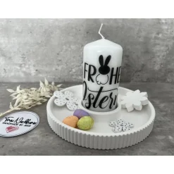 Dekoteller, Raysin, Frohe Ostern, Osterzeit, Frühling, Osterhase, Ostereier, Kerze, Osterkerze, Dekodiere