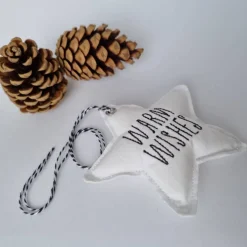 Deko-Weihnachtsstern "Warm Wishes" - aus Vintage-Baumwollstoff 60er Jahre - von he-ART by helen