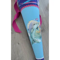 Delfin Mermaid Schultüte, Step by Step, Zuckertüte 70cm Stoff, Stickereien, Name inklusive
