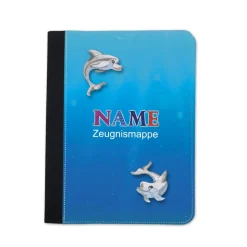 Delfin Zeugnismappe personalisiert | Zeugnismappe Mädchen | Zeugnismappe mit Namen | Urkundenmappe Delfine Meer