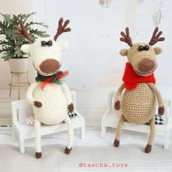 Design Dekofigur Hirsch, Hirsch gehäkelt, gehäkeltes Reh,  Dekofigur Hirsch, hirsch kuscheltier,  Rentier, hirsch gesche