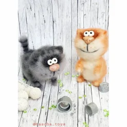 Design Wohndeko Figur, Flauschige gehäkelte Katze in verschiedenen Farben, handgemachte Katze, Wohndeko Katze, realistis