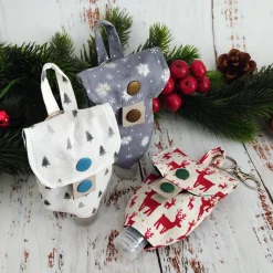 Desinfektionsmittel Anhänger / Handgeltasche mit Karabiner TANNENBÄUME - Eine Tasche für 2 Flaschengrößen | RÄUBERKIND