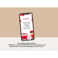 Digitale Einladung Kindergeburtstag Feuerwehr - Whatsapp Einladung zum Geburtstag personalisiert | Einladung Whatsapp |