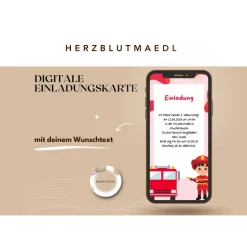 Digitale Einladung Kindergeburtstag Feuerwehr - Whatsapp Einladung zum Geburtstag personalisiert | Einladung Whatsapp |