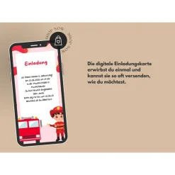 Digitale Einladung Kindergeburtstag Feuerwehr - Whatsapp Einladung zum Geburtstag personalisiert | Einladung Whatsapp |
