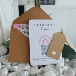 Digitale Spardose | Personalisiertes Geldgeschenk | QrCode Geschenkkarte | Regenbogen