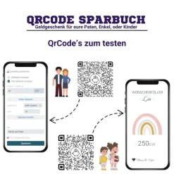 Digitale Spardose | Personalisiertes Geldgeschenk | QrCode Geschenkkarte | Regenbogen