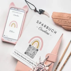 Digitale Spardose | Personalisiertes Geldgeschenk | QrCode Geschenkkarte | Regenbogen